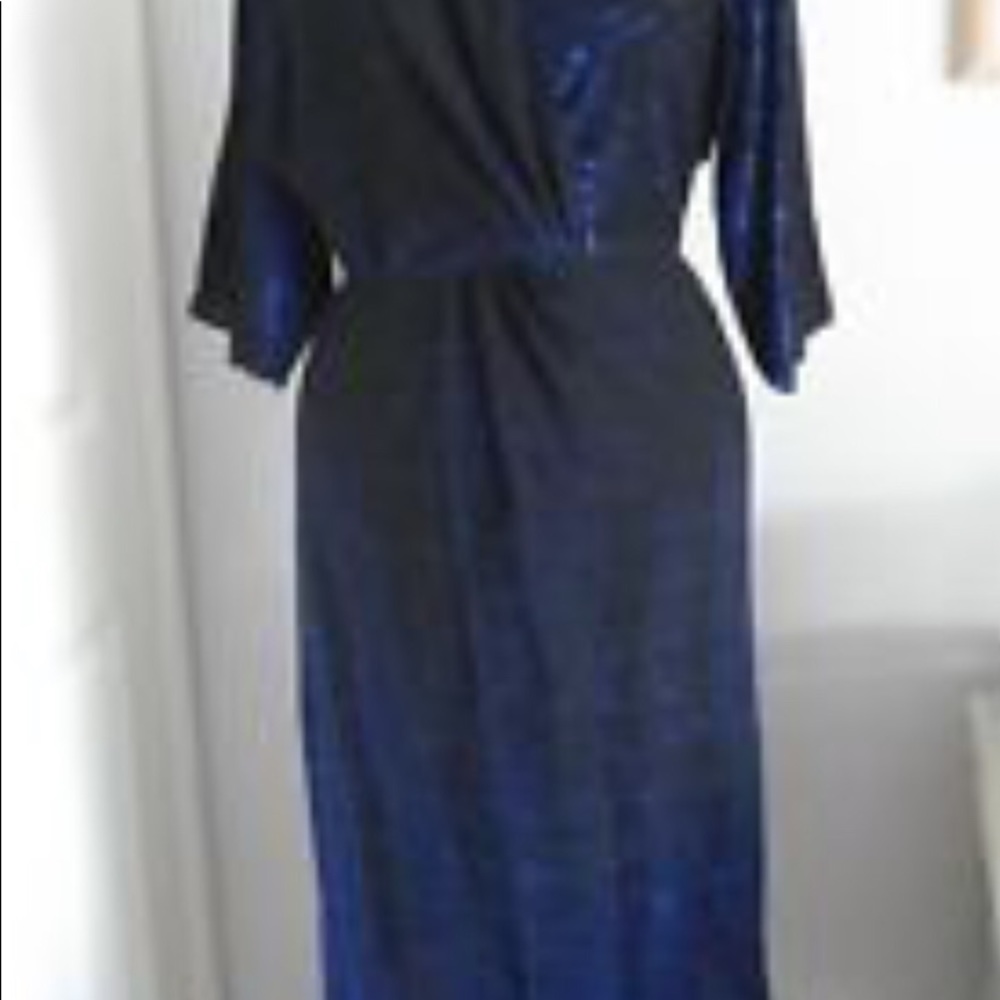 Zara metallic blue dress V neck size S - Picture 3 of 7